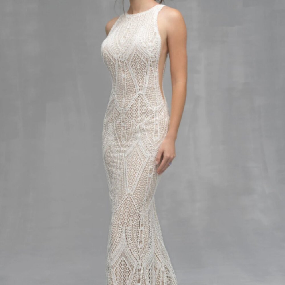 Allure Couture C527 Ivory Sheath Beaded Wedding Dress